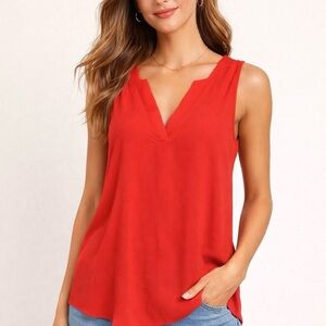 Gracie Coral Red Orange Open Back Sleeveless Top Size Small New